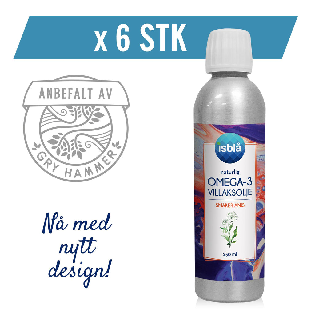 Isblå omega-3 villaksolje anis 6 pk (6 x 250 ml)