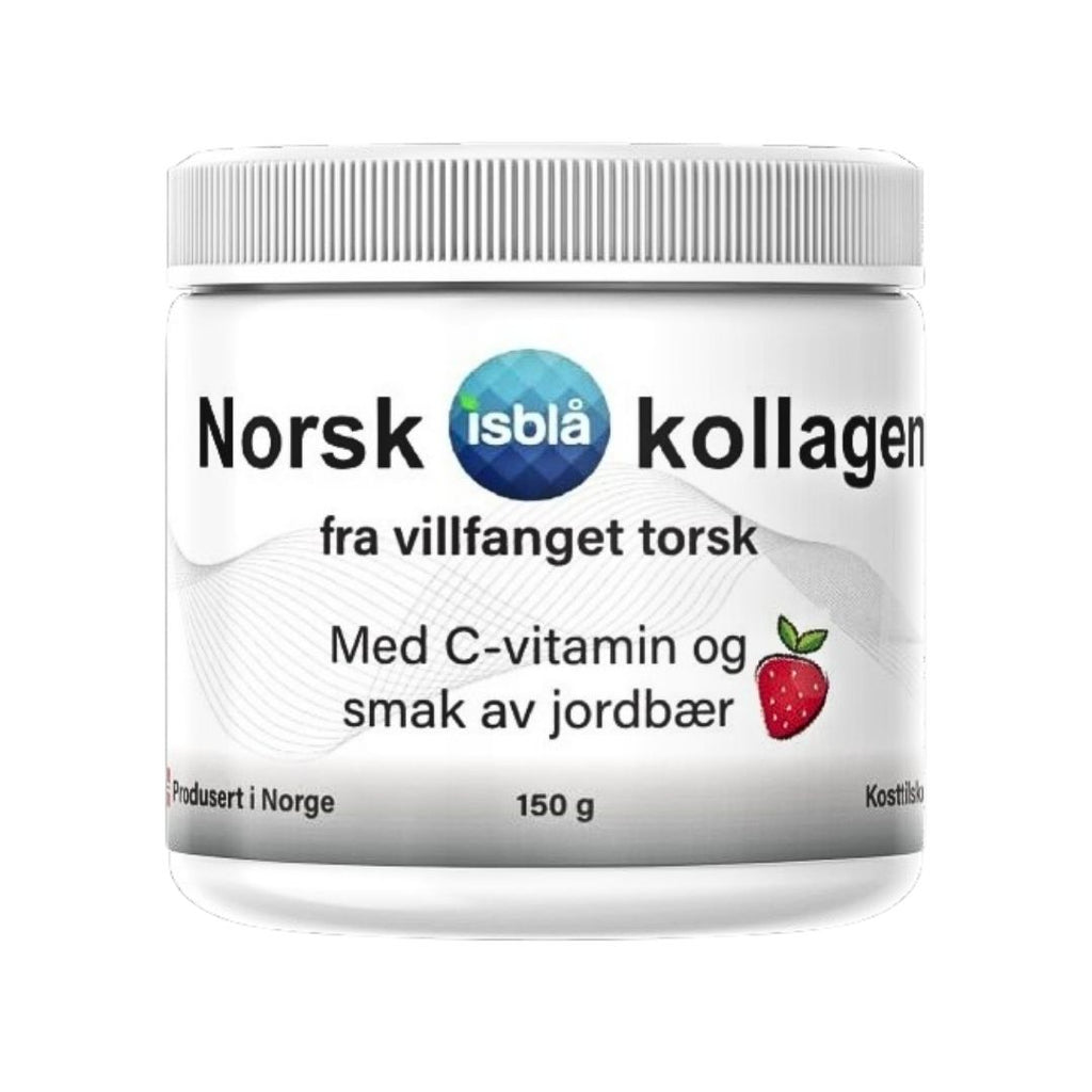 Norsk kollagenpulver med vitamin C og smak av jordbær fra Isblå