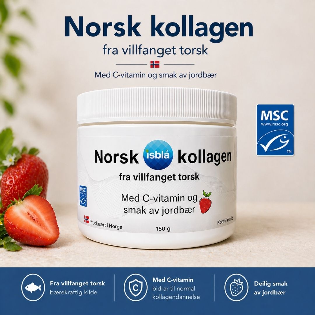 Norsk kollagen med C-vitamin og smak av jordbær 150 g