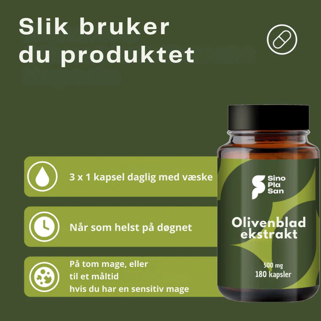 Olivenbladekstrakt Mono 500 mg - 180 kapsler