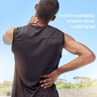 Mann som holder seg i nakke og korsrygg etter fysisk aktivitet — illustrasjon for pleie av muskler og ledd.