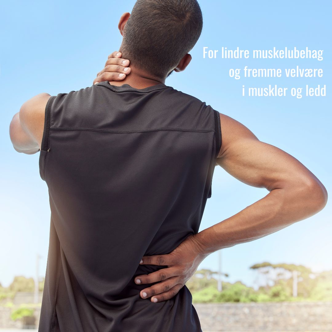 Mann som holder seg i nakke og korsrygg etter fysisk aktivitet — illustrasjon for pleie av muskler og ledd.