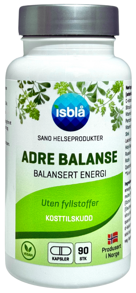 Adre Balanse 90 veganske kapsler — urteblanding for naturlig energi og stressmestring.