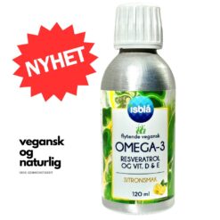 Isblå Omega-3 Resveratrol og vit.D & E flytende vegansk algeolje sitronsmak 120 ml-nyhet_ikke genmodifisert