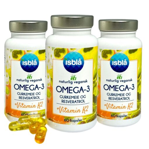 Isblå vegansk Omega-3, 3-pk kapsler