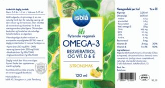 Isblå flytende vegansk omega-3 sitronsmak